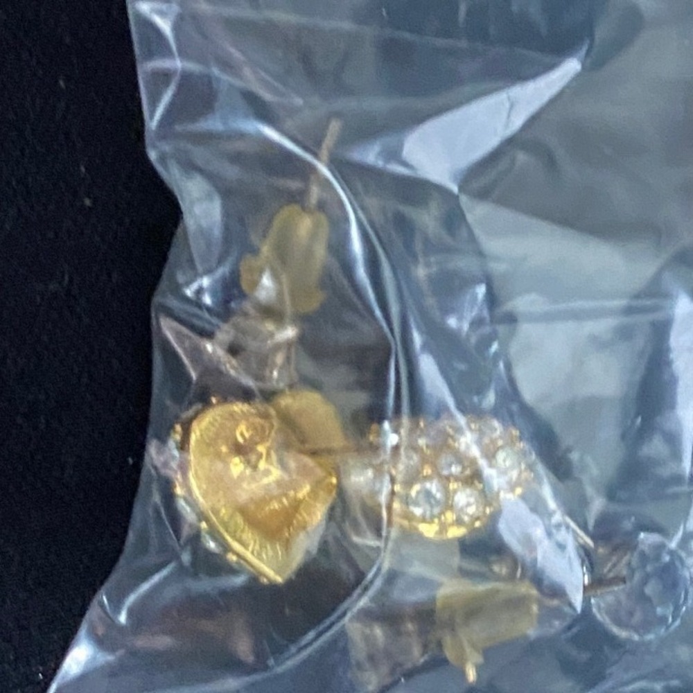 Gold Tone Heart & Rhinestone Charms for Jewelry Making Crafting
